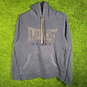Everlast Sport Mens Large Navy Blue Embroidered Logo Pullover Hoodie Sweatshirt